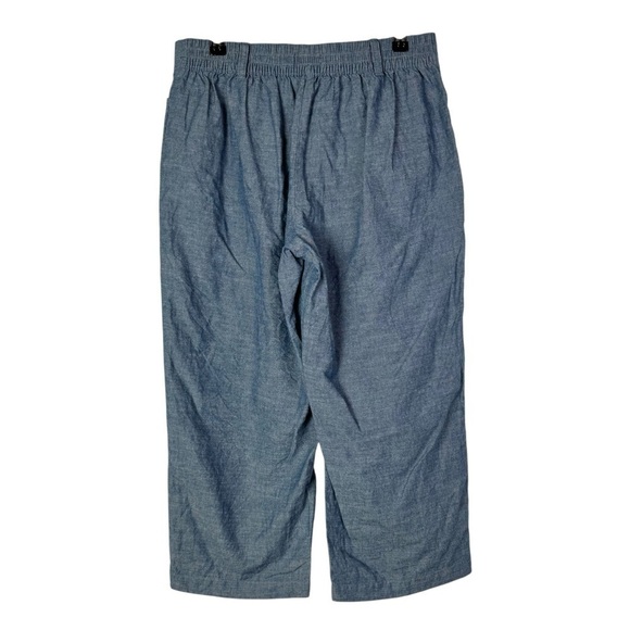 Talbots Petite Blue Chambray Cotton Wide Leg Crop Pants 6P - Picture 2 of 5